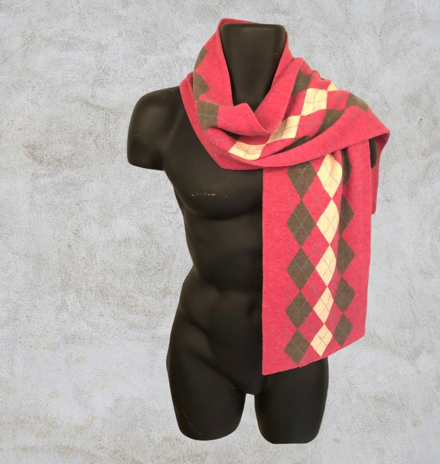 Crew Clothing Co Men's Pink Argyle Lambswool Scarf Timeless Fashions