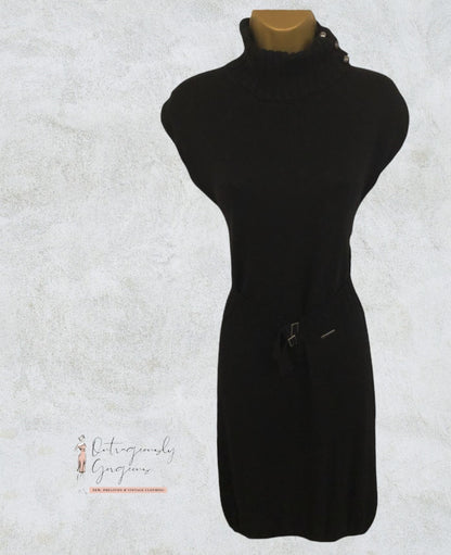 Liu Jo Jeans Black Roll Neck Dress Size S UK 8 US 4 EU 36 Timeless Fashions