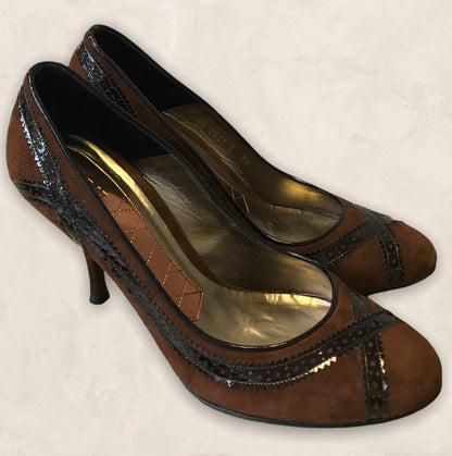 Magrit Brown Stiletto Heel Suede Court Shoe UK 5 US 7.5 EU 38 Timeless Fashions