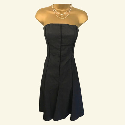 Nicole Farhi Grey Vintage Cotton Mix Bardot Dress & Jacket UK 8/10 US 4/6 EU 36/38 - Timelessfashions