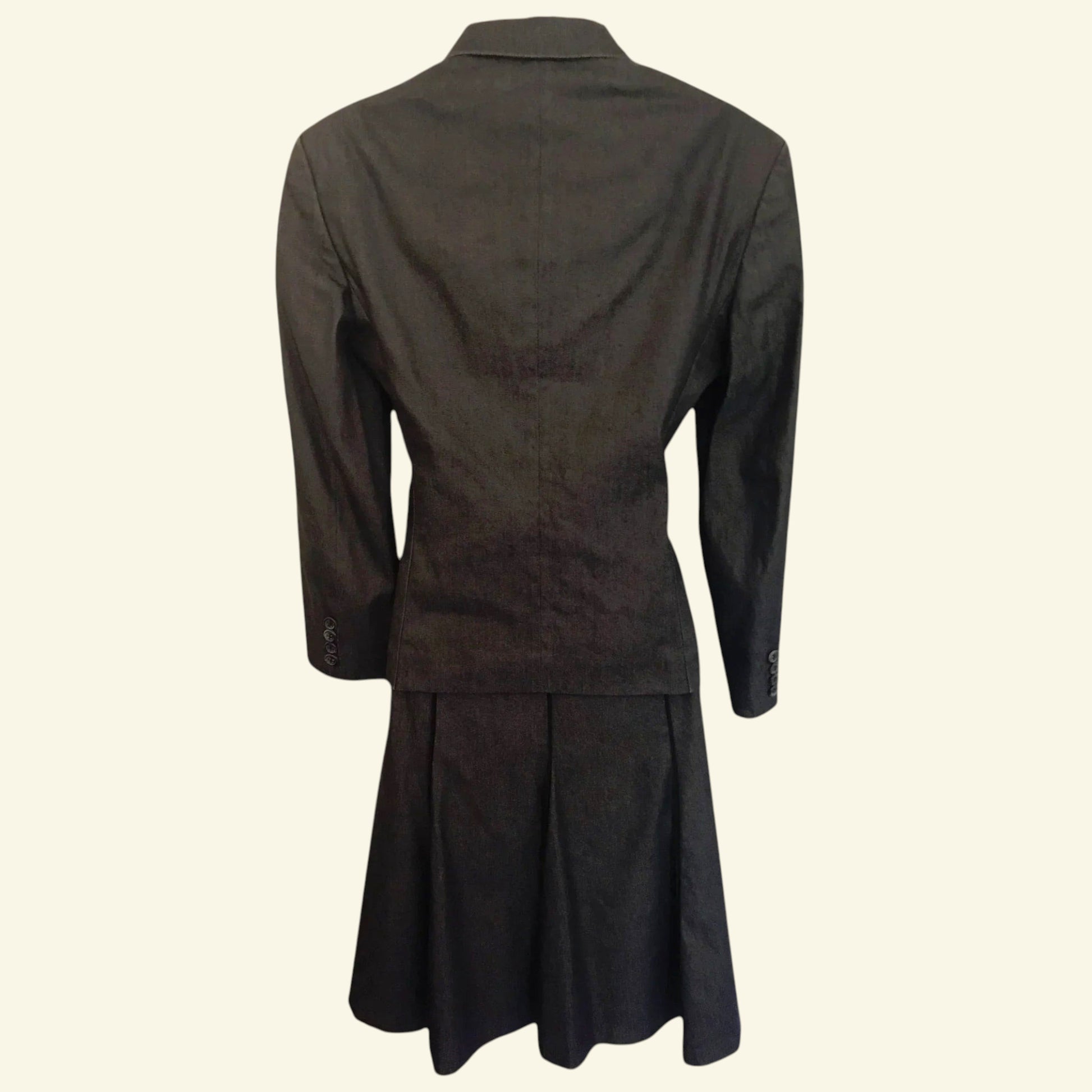 Nicole Farhi Grey Vintage Cotton Mix Bardot Dress & Jacket UK 8/10 US 4/6 EU 36/38 - Timelessfashions