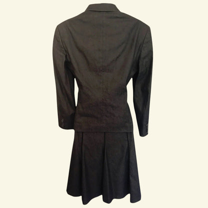 Nicole Farhi Grey Vintage Cotton Mix Bardot Dress & Jacket UK 8/10 US 4/6 EU 36/38 - Timelessfashions