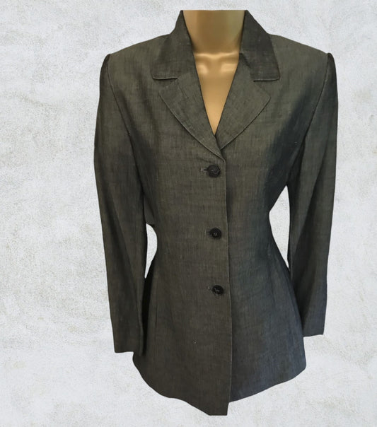 Marc Aurel Womens Forest Green Wool Blend Vintage Tailored Jacket UK 10 US 6 EU 38 Timeless Fashions
