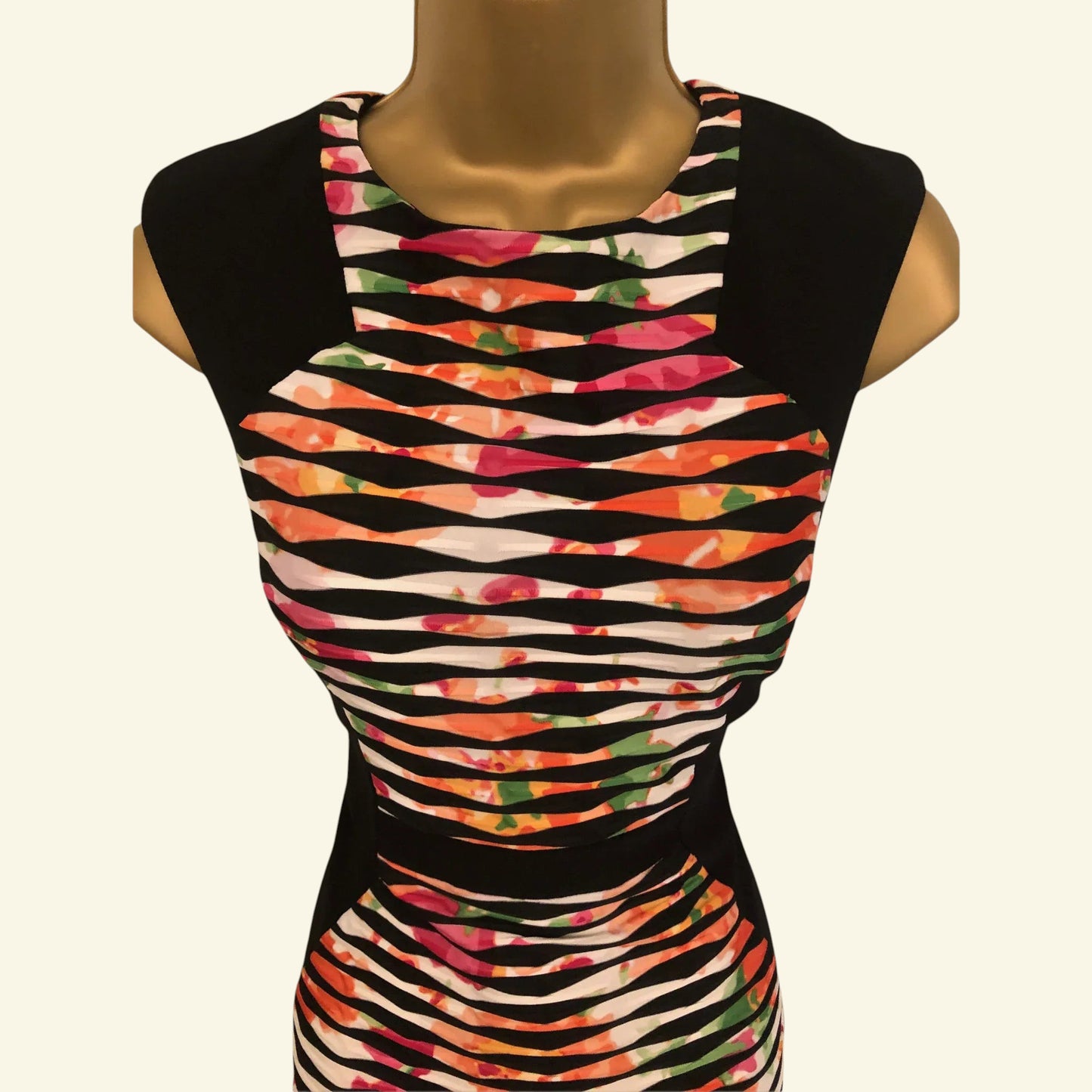 Joseph Ribkoff Black Multicolour Bodycon Dress UK 10 US 6 EU 38 - Timelessfashions