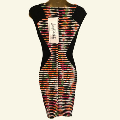 Joseph Ribkoff Black Multicolour Bodycon Dress UK 10 US 6 EU 38 - Timelessfashions