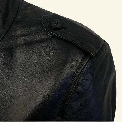 Cerruti 1881 Womens Vintage Black Leather Zip Jacket UK 12 US 8 EU 40 IT 44 - Timelessfashions