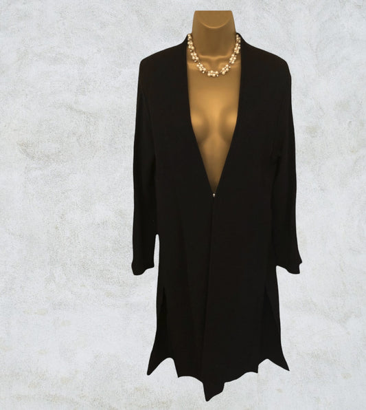 Nitya Black Long Wool Lightweight Coat UK 12 US 8 EU 40 Timeless Fashions
