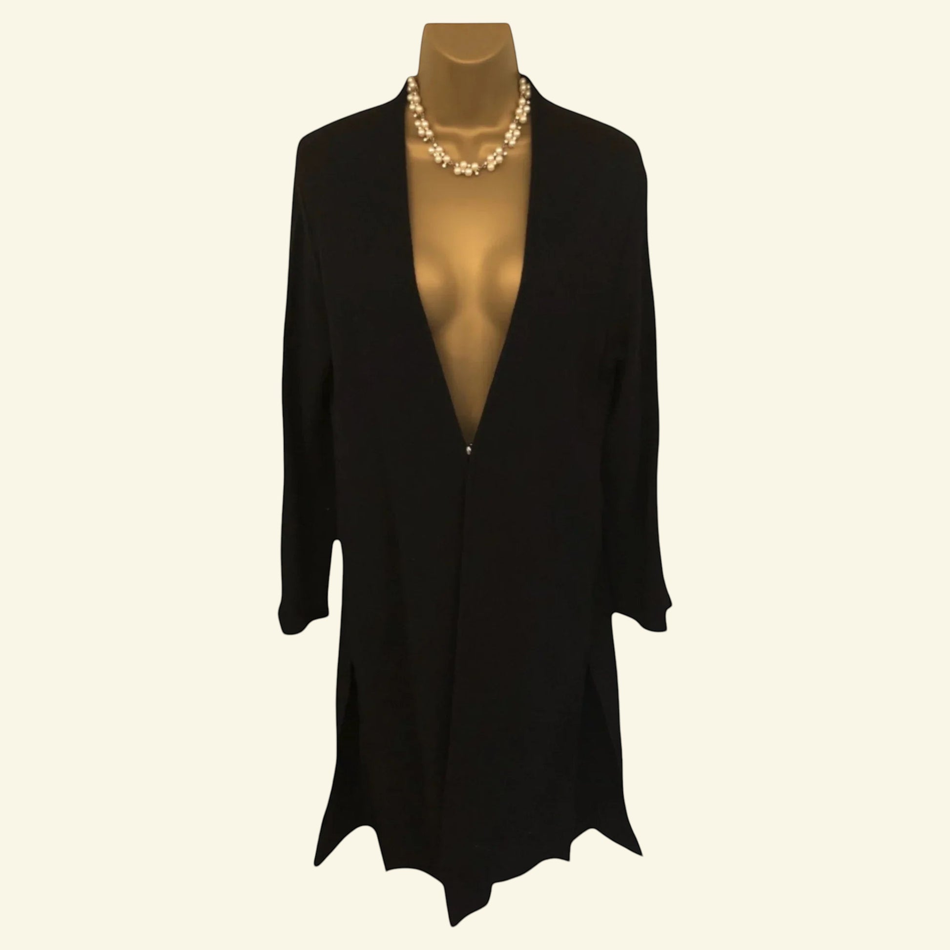 Nitya Black Long Wool Lightweight Coat UK 12 US 8 EU 40 - Timelessfashions