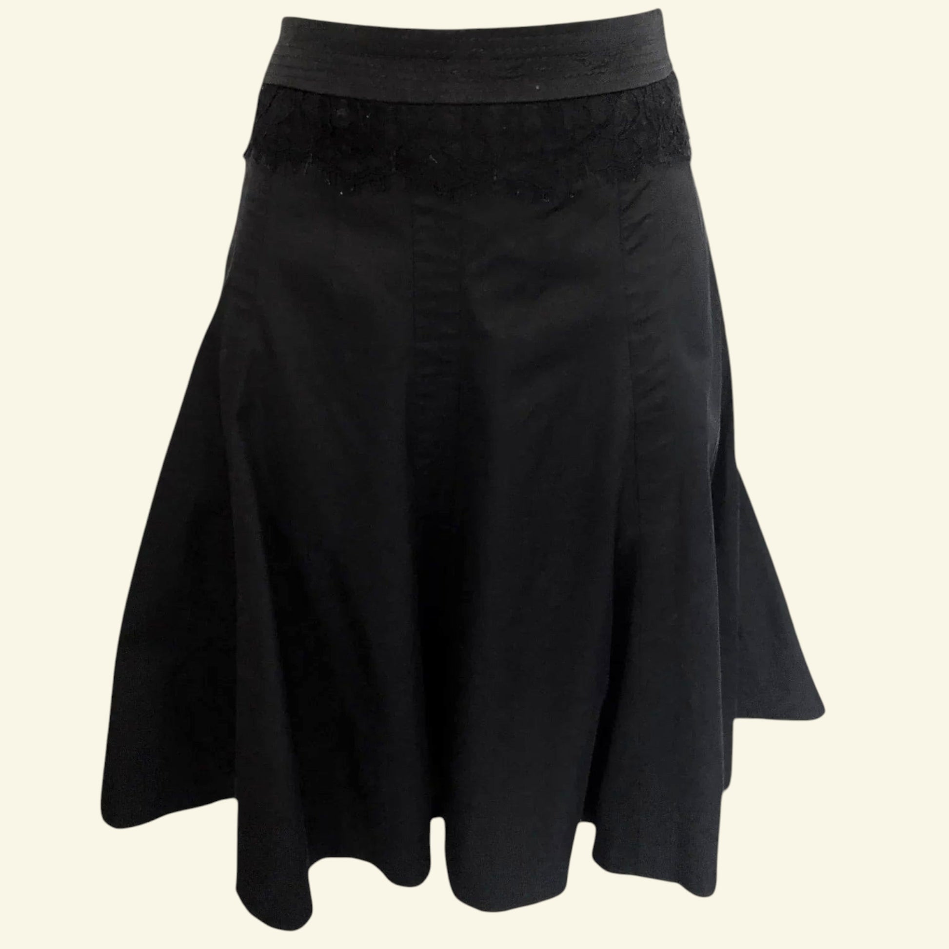 Karen Millen Ladies Black Satin & Lace A-Line Skirt UK 8 US 4 EU 36 - Timelessfashions