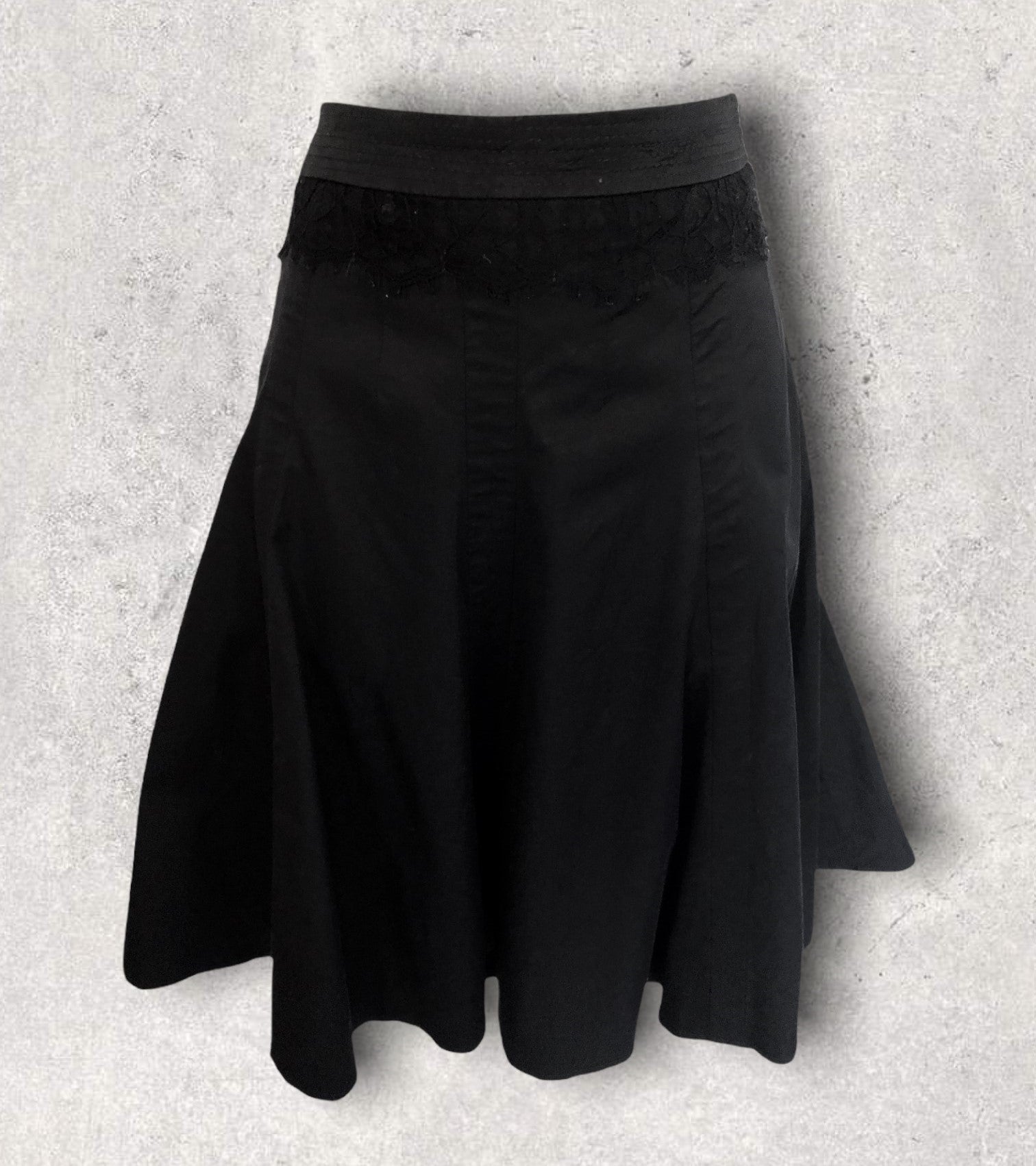 Karen Millen Ladies Black Satin & Lace A-Line Skirt UK 8 US 4 EU 36 Timeless Fashions