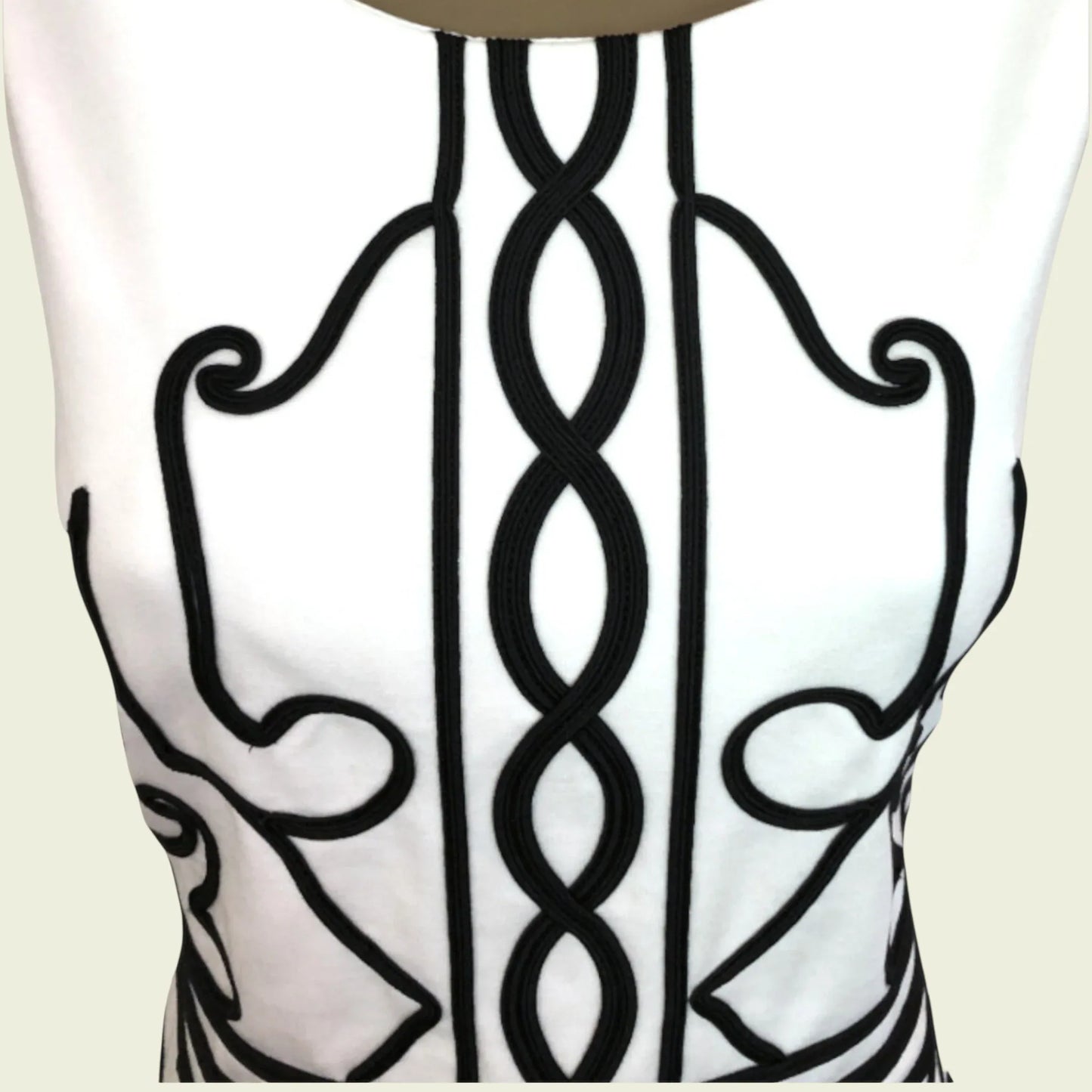 Joseph Ribkoff White Stretch Dress With Black Tape Work UK 10 US 6 EU 38 - Timelessfashions