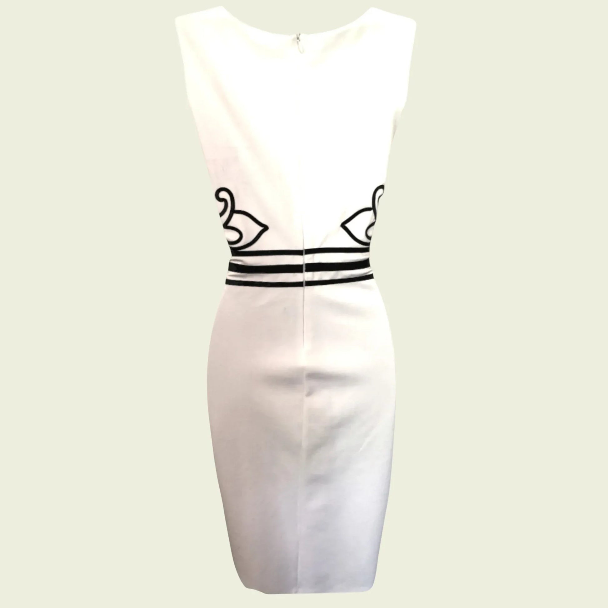 Joseph Ribkoff White Stretch Dress With Black Tape Work UK 10 US 6 EU 38 - Timelessfashions