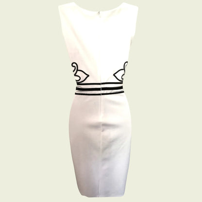 Joseph Ribkoff White Stretch Dress With Black Tape Work UK 10 US 6 EU 38 - Timelessfashions