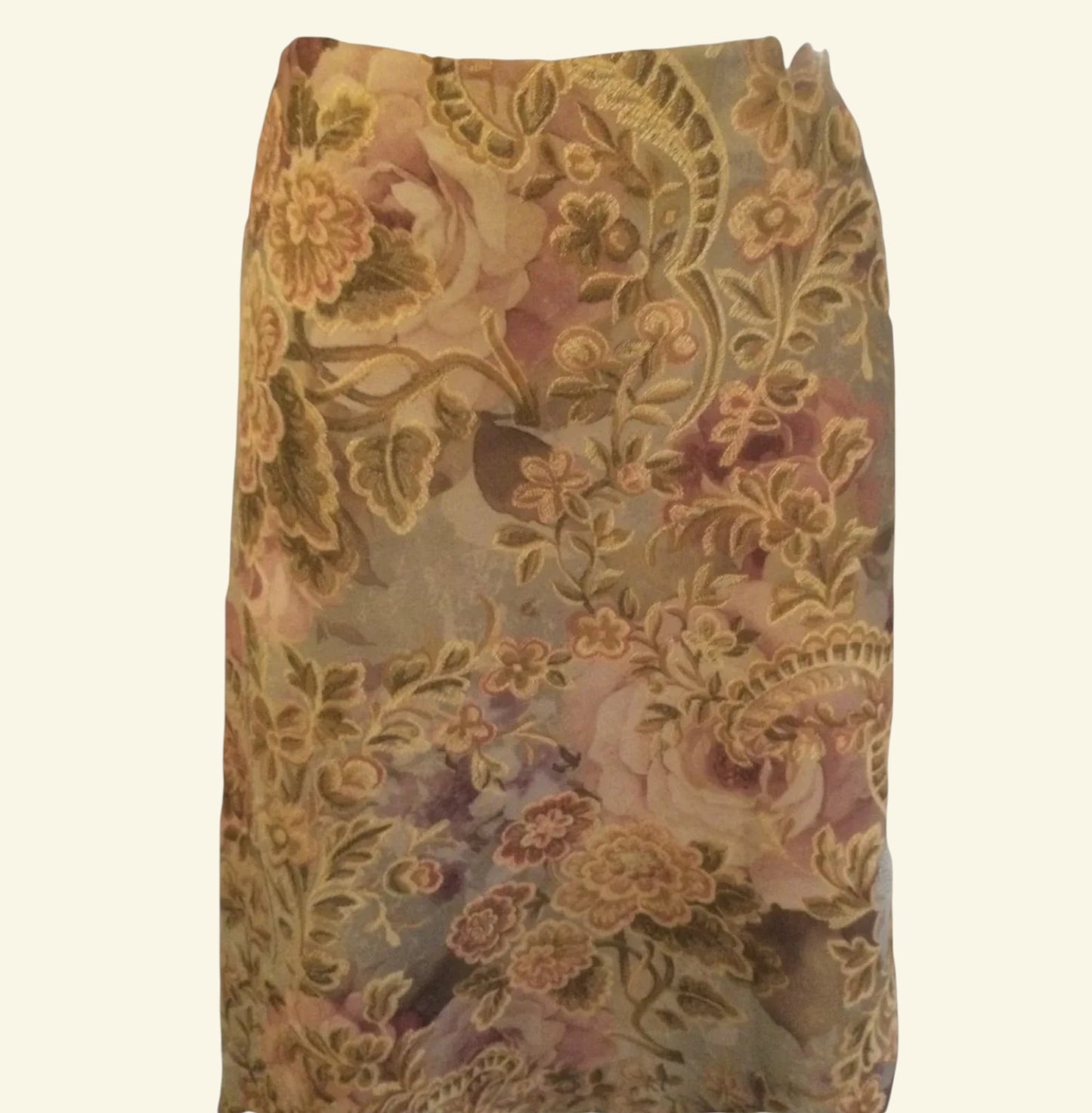 Phase Eight Golden & Dusky Pink Floral Skirt UK 12 US 8 EU 40 - Timelessfashions