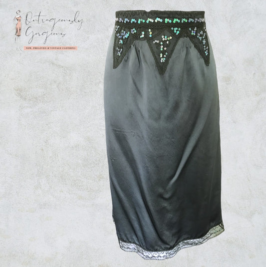 L.K. Bennett Green Silk Beaded & Sequin Skirt UK 10 US 6 EU 38 Timeless Fashions