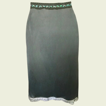 L.K. Bennett Green Silk Beaded & Sequin Skirt UK 10 US 6 EU 38 - Timelessfashions