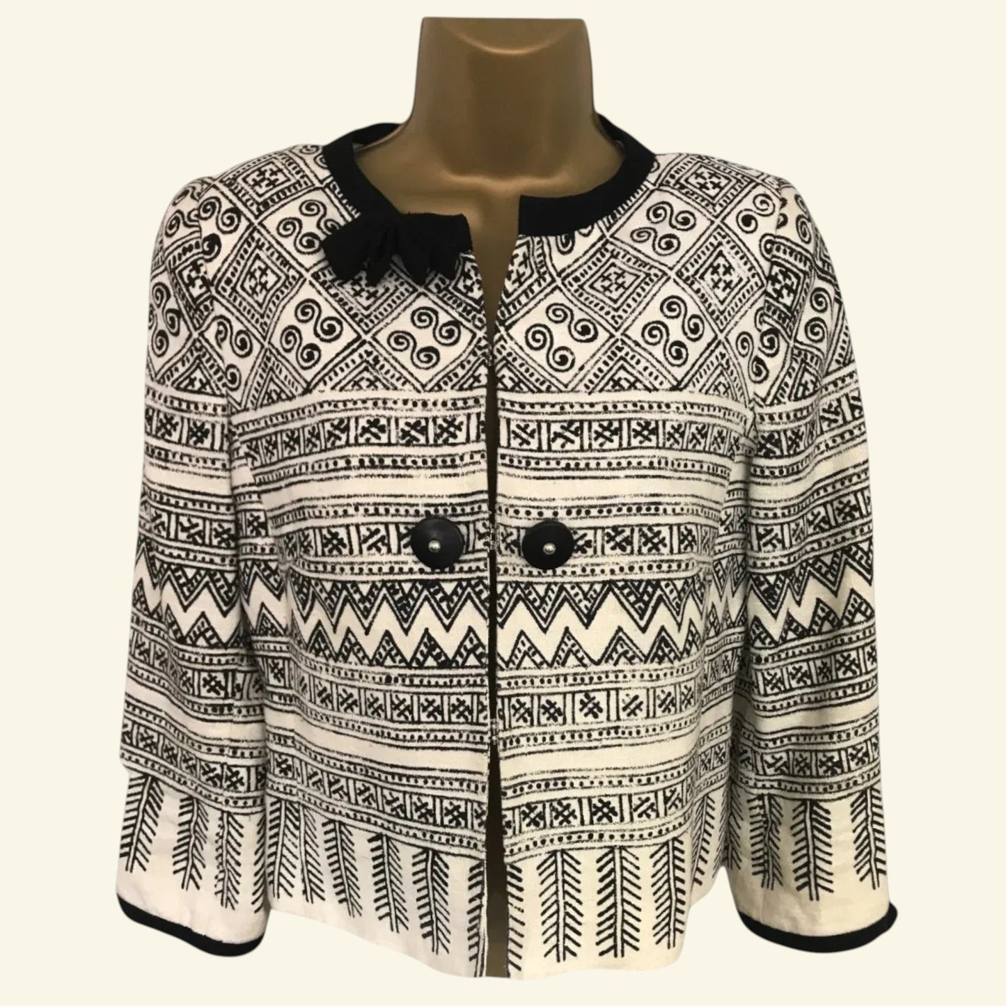 Marcelino Black & White Linen Jacket UK 12 US 8 EU 40 - Timelessfashions