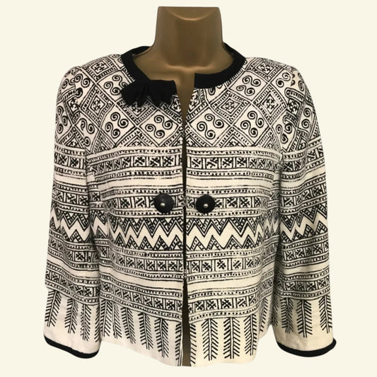 Marcelino Black & White Linen Jacket UK 12 US 8 EU 40 - Timelessfashions