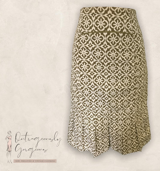 Nougat London Khaki & Cream Pencil Skirt Size UK 10 US 6 EU 38 Timeless Fashions