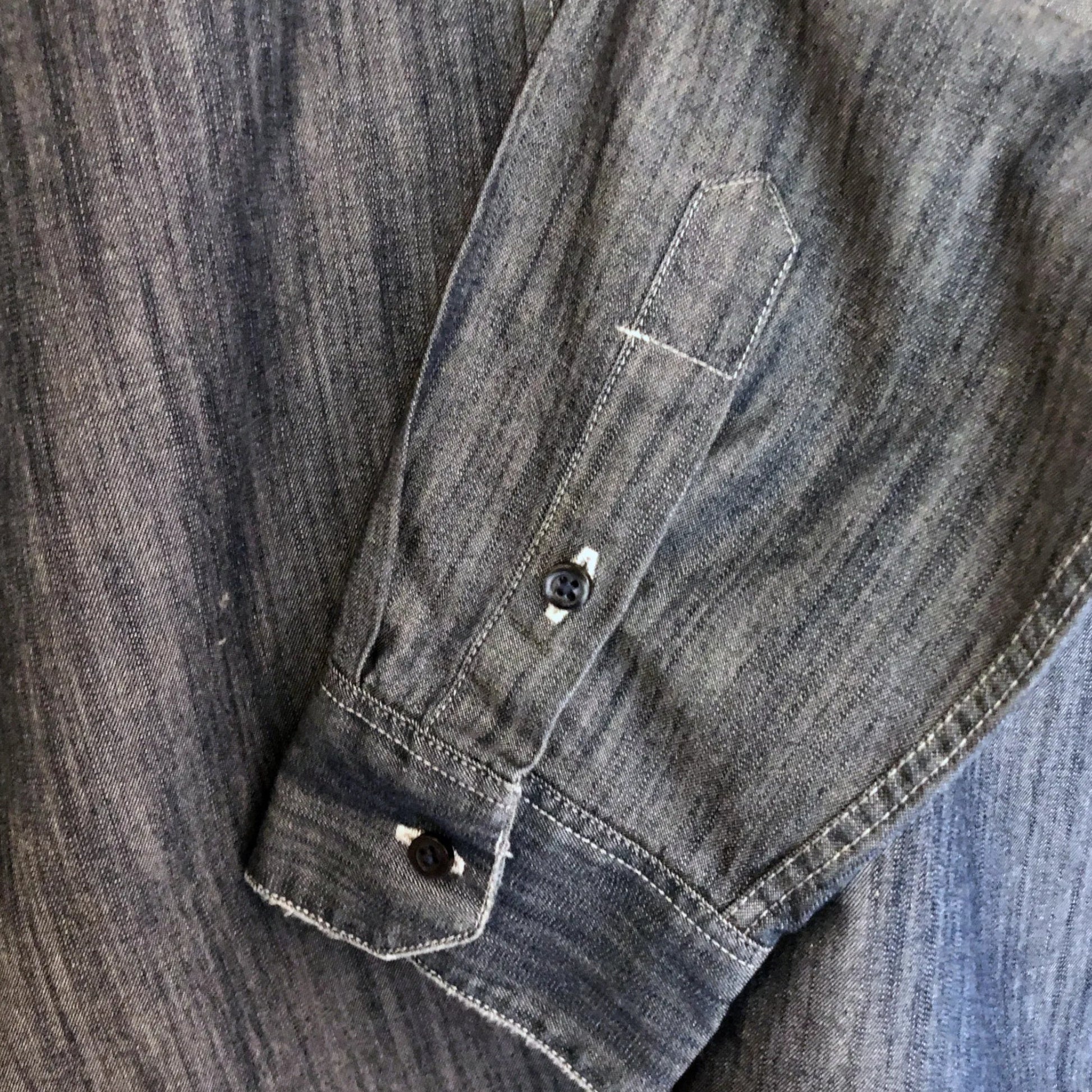 Quba & Co Mid Blue Men's Chambray Long Sleeve Shirt Medium - Timelessfashions