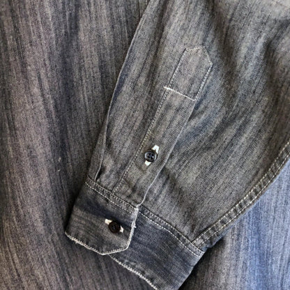 Quba & Co Mid Blue Men's Chambray Long Sleeve Shirt Medium - Timelessfashions