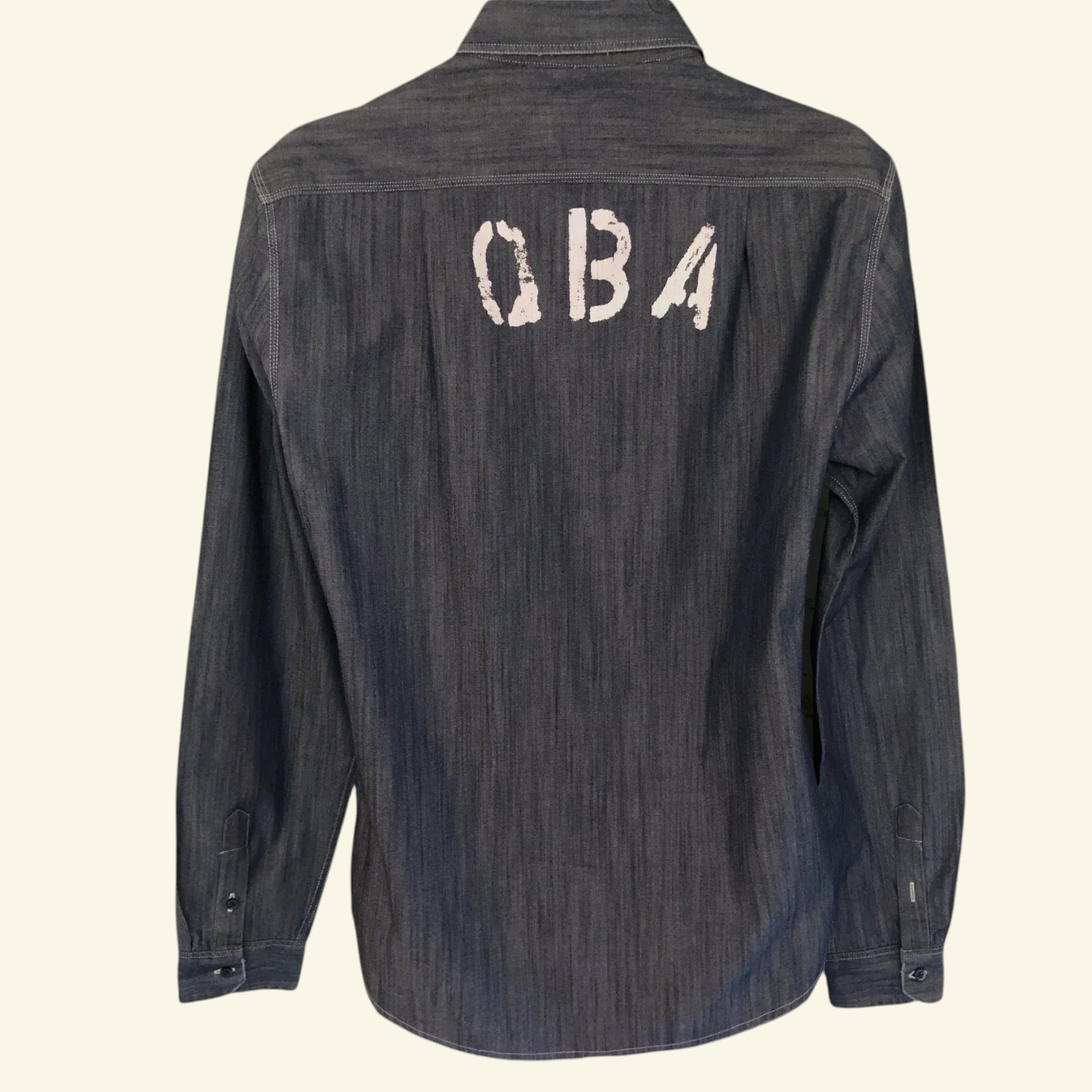 Quba & Co Mid Blue Men's Chambray Long Sleeve Shirt Medium - Timelessfashions