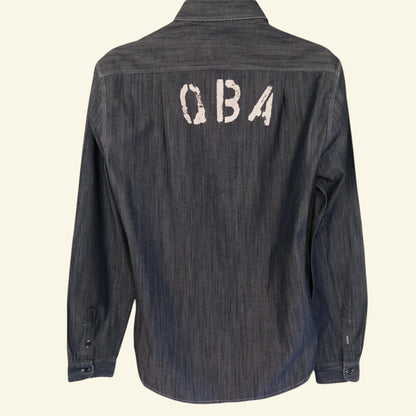 Quba & Co Mid Blue Men's Chambray Long Sleeve Shirt Medium - Timelessfashions