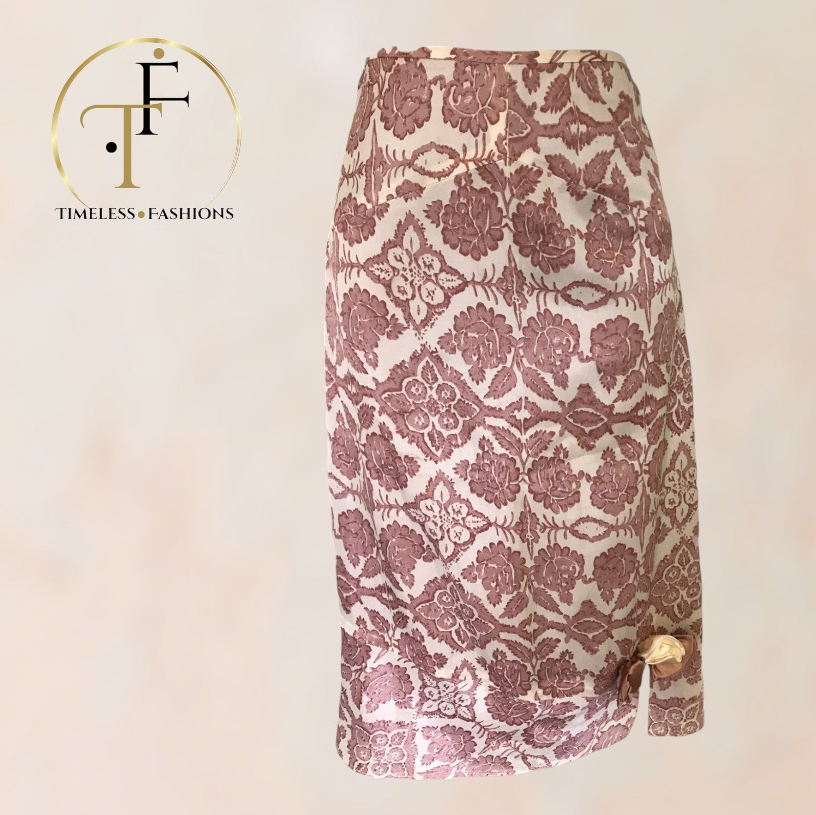 Day Birger et Mikkelsen Dusky Pink & Cream Silky Floral Skirt UK 10 US 6 EU 38 Timeless Fashions