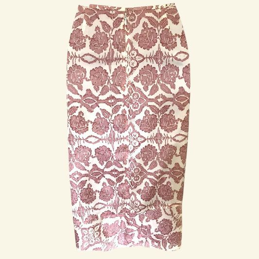Day Birger et Mikkelsen Dusky Pink & Cream Silky Floral Skirt UK 10 US 6 EU 38 - Timelessfashions