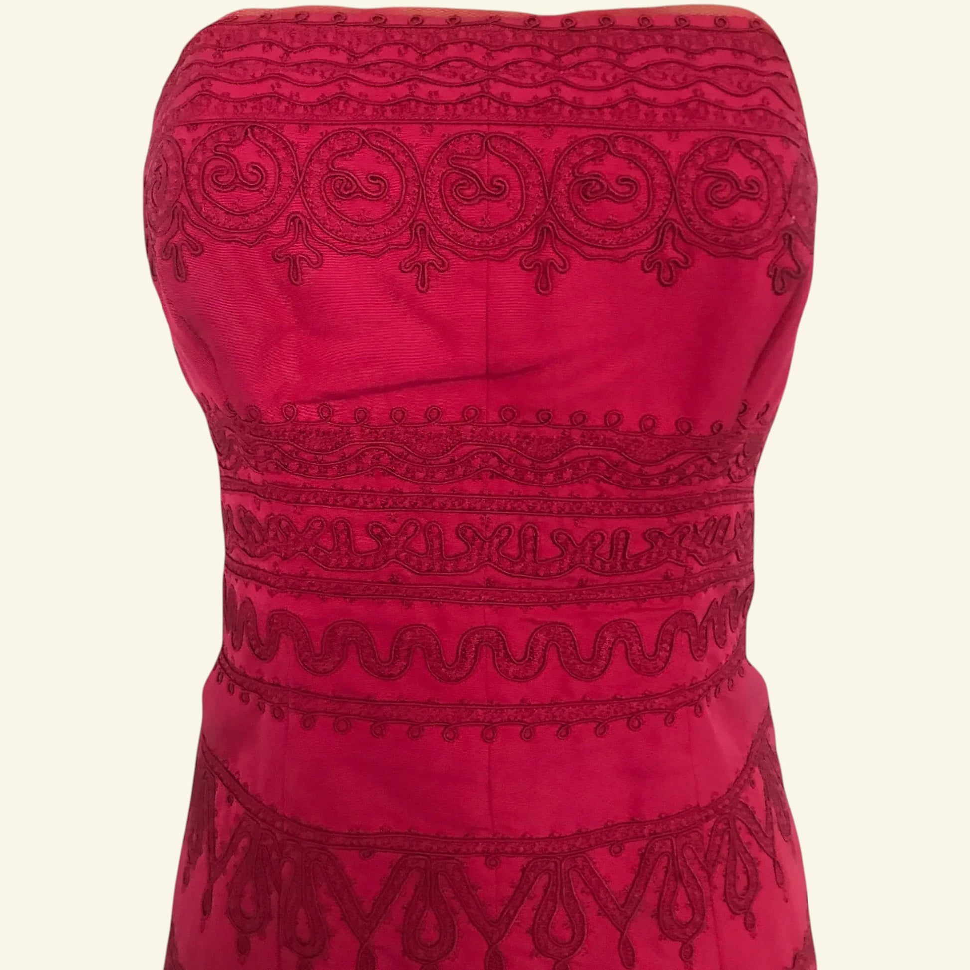 Coast Red Silk & Cotton Embroidered Dress UK 12 US 8 EU 40 - Timelessfashions