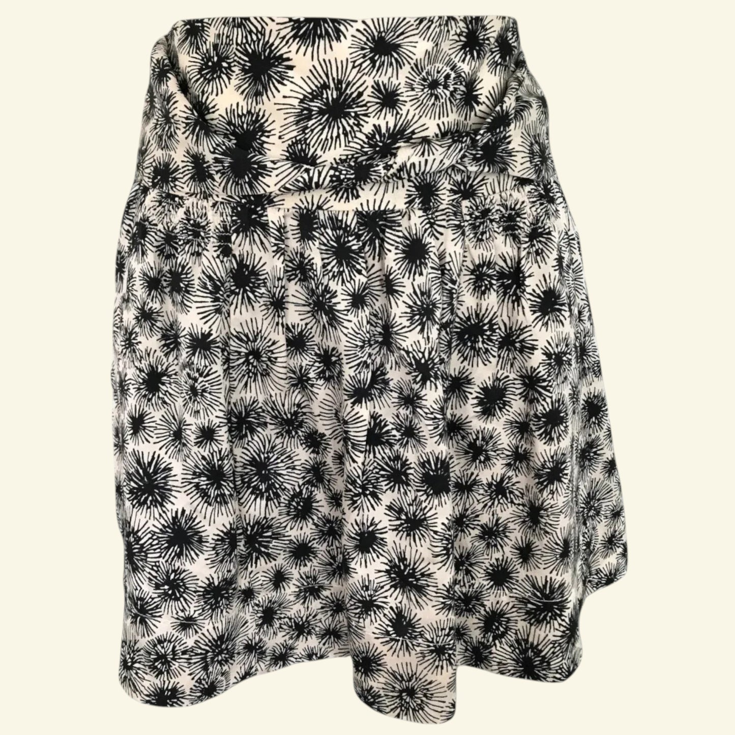 Comptoir Des Cotonniers Women's Silk Black and Silver Floral Mini Skirt UK 10 US 6 EU 38 - Timelessfashions