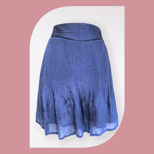 Hoss Intropia Blue Pleated Crepe Mini Skirt UK 12 US 8 EU 40 Timeless Fashions