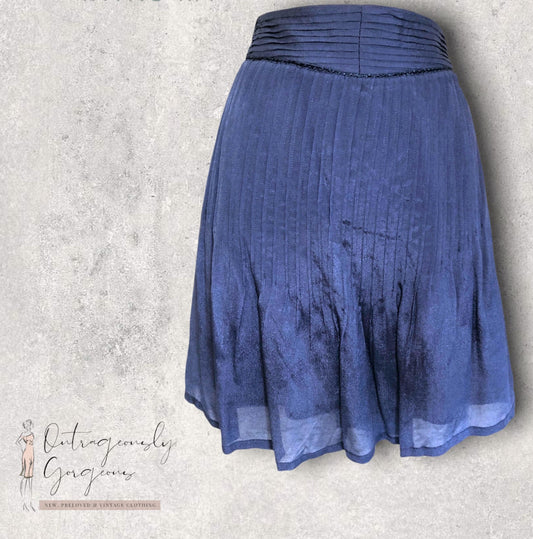 Hoss Intropia Blue Pleated Crepe Mini Skirt UK 12 US 8 EU 40 BNWT RRP £151 Timeless Fashions
