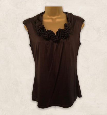 Cynthia Steffe Chocolate Brown Silky Top UK 8 US 4 EU 36 Timeless Fashions