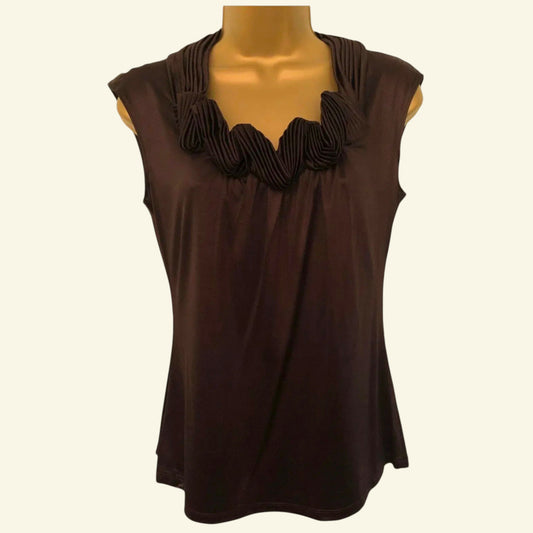 Cynthia Steffe Chocolate Brown Silky Top UK 8 US 4 EU 36 - Timelessfashions