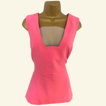 Finery Womens Pink Peplum Top UK 12 US 8 EU 40 - Timelessfashions