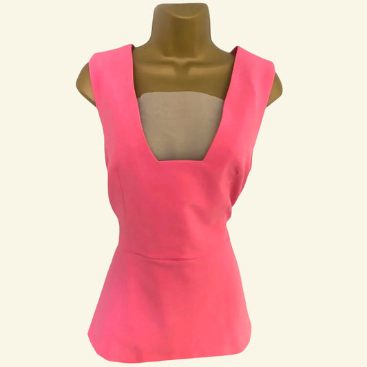 Finery Womens Pink Peplum Top UK 12 US 8 EU 40 - Timelessfashions