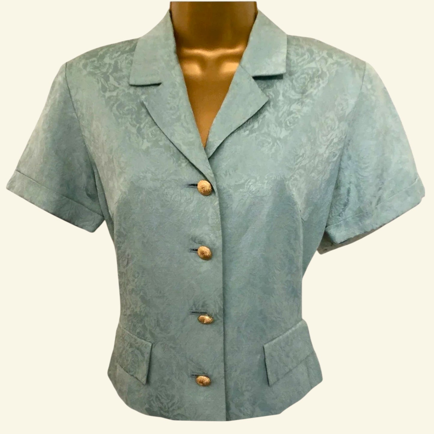 Monsoon Vintage Aqua Green Linen Silk Short Sleeved Top UK 10 US 6 EU 38 - Timelessfashions