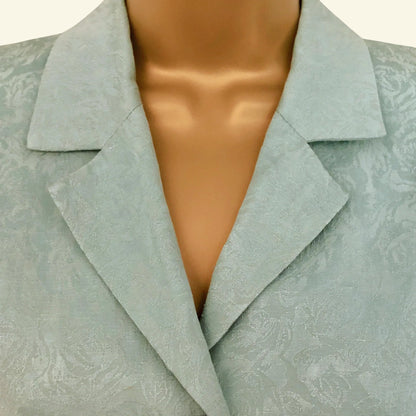 Monsoon Vintage Aqua Green Linen Silk Short Sleeved Top UK 10 US 6 EU 38 - Timelessfashions