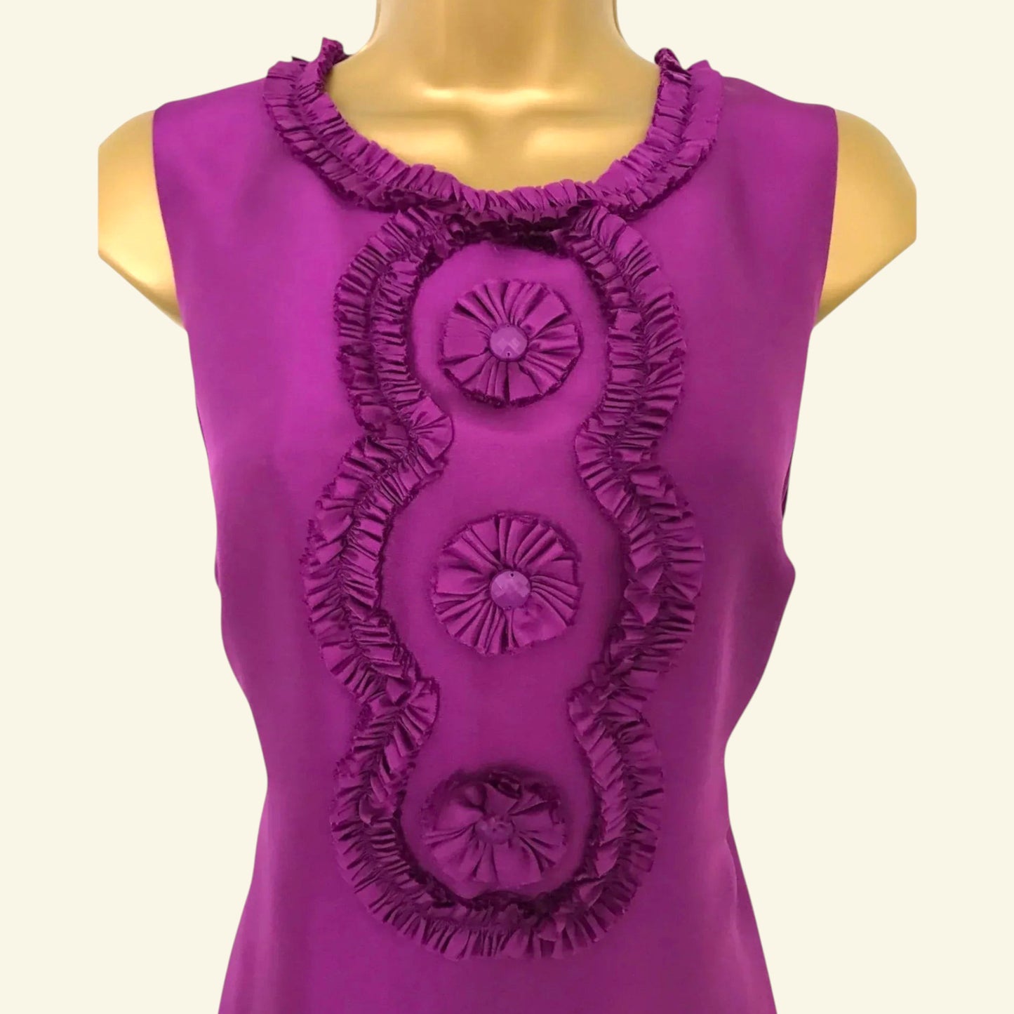 Phase Eight Women's Fuchsia Pink Silk Rosette Ruffle Pencil Dress UK 12 US 8 EU 40 - Timelessfashions