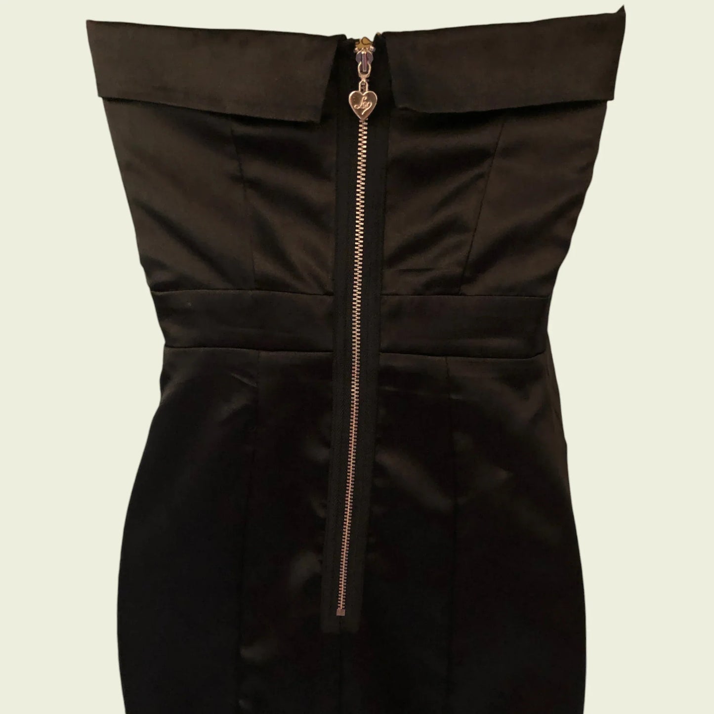 Lipsy Black Satin Strapless Beaded Bust Pencil Dress UK 10 US 6 EU 38 - Timelessfashions