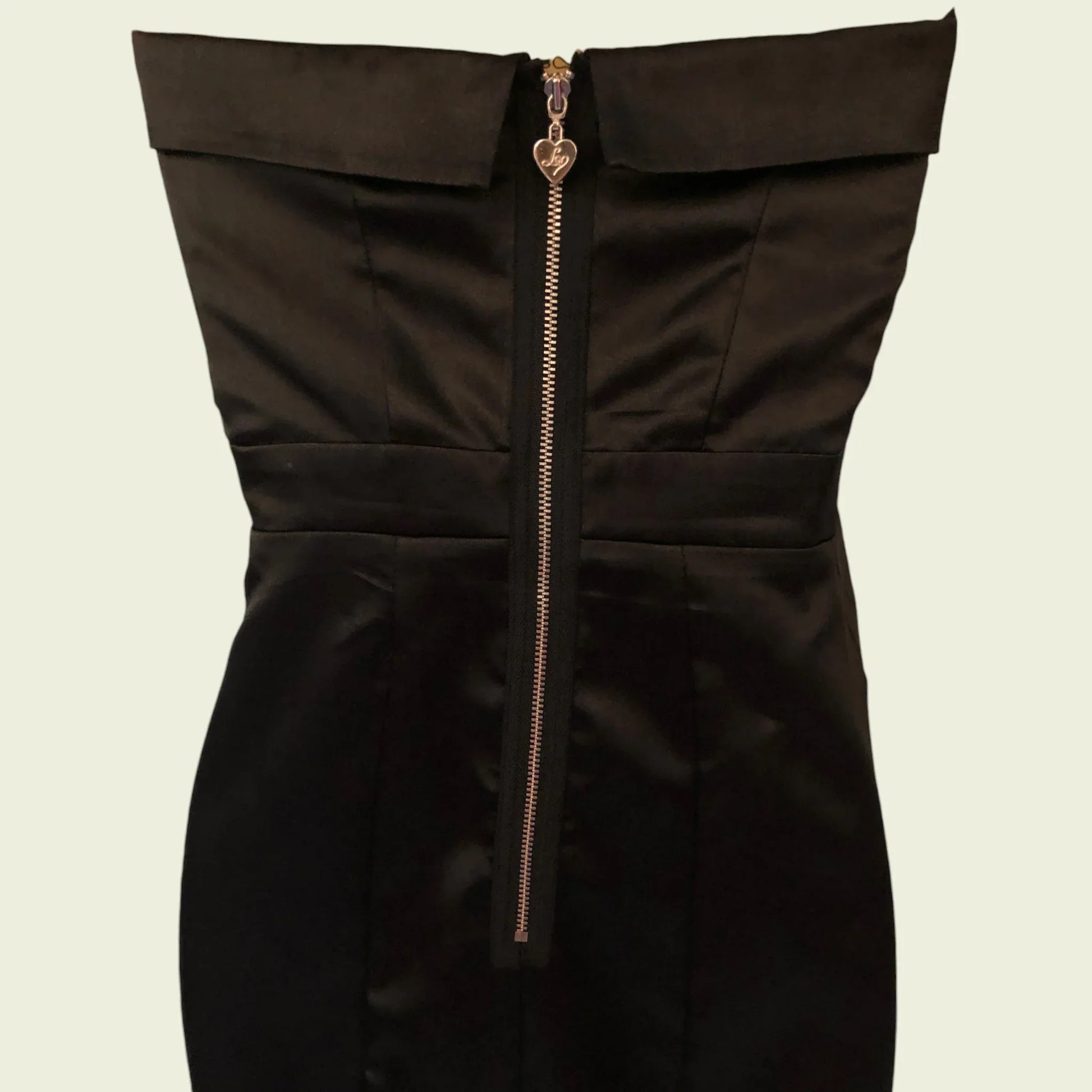 Lipsy Black Satin Strapless Beaded Bust Pencil Dress UK 10 US 6 EU 38 - Timelessfashions