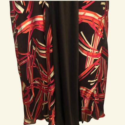 Monsoon Brown, Pink & Red Long Silk Mix Cocktail Dress UK 10 US 6 EU 38 - Timelessfashions
