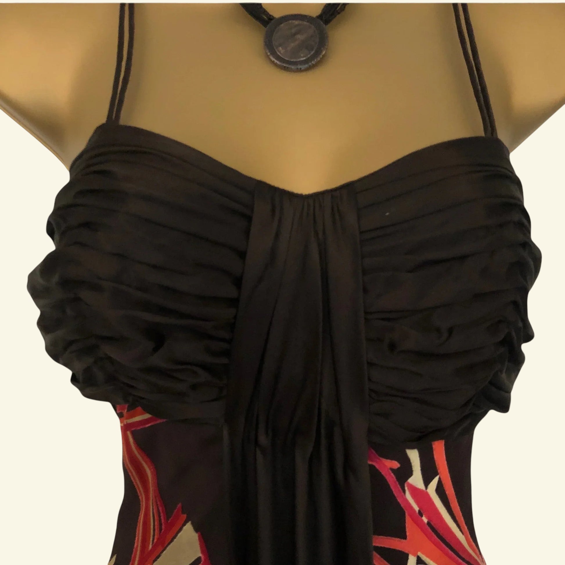 Monsoon Brown, Pink & Red Long Silk Mix Cocktail Dress UK 10 US 6 EU 38 - Timelessfashions