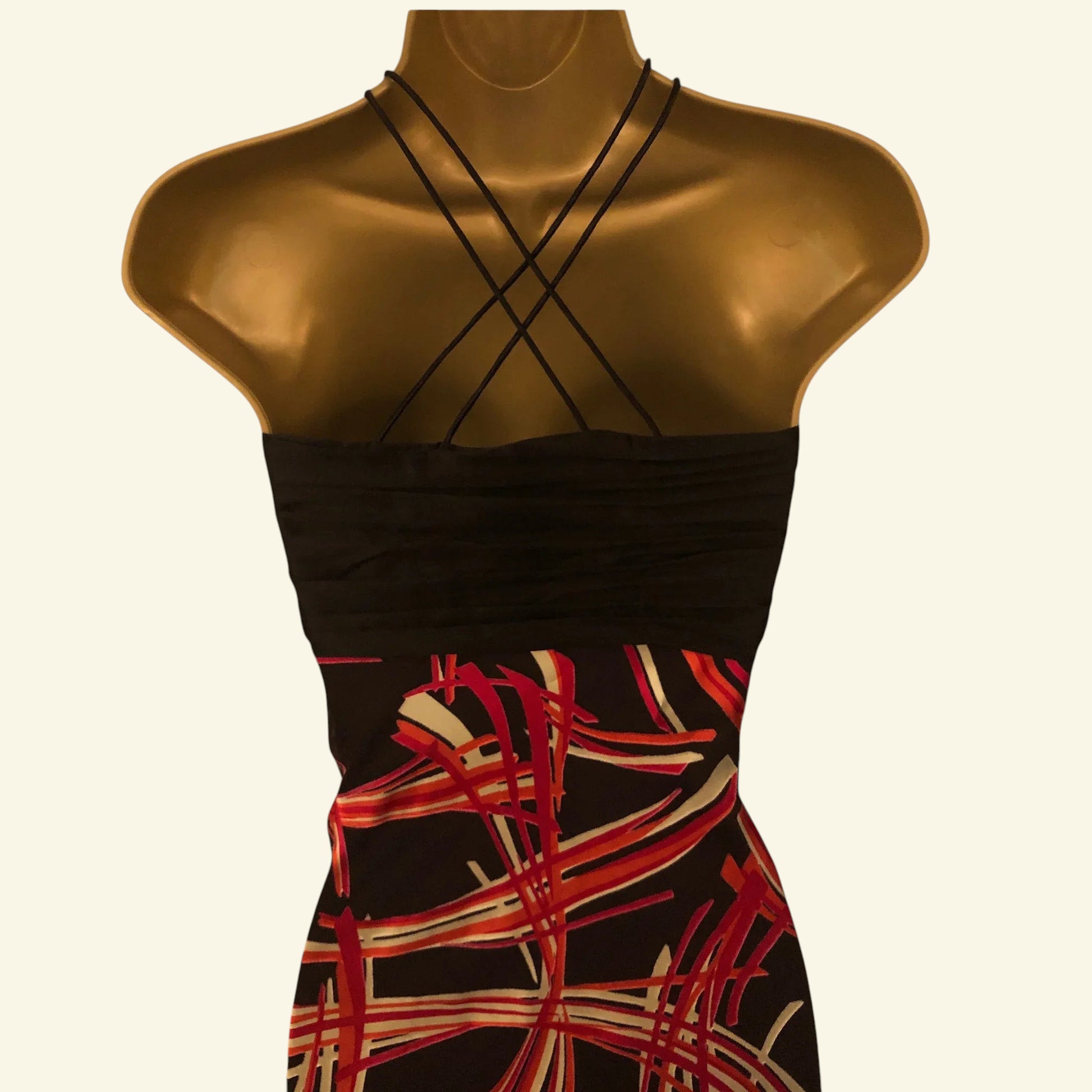 Monsoon Brown, Pink & Red Long Silk Mix Cocktail Dress UK 10 US 6 EU 38 - Timelessfashions