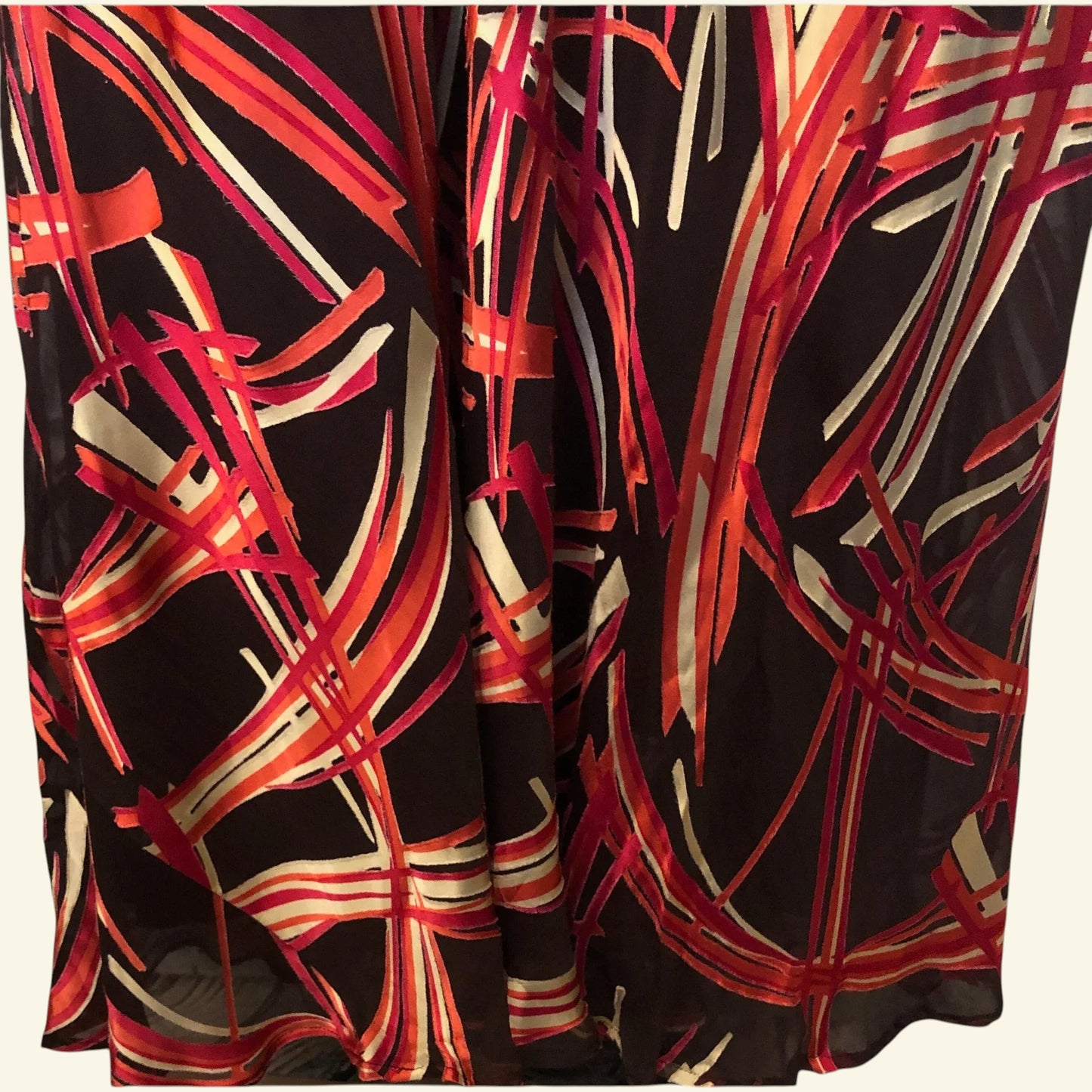 Monsoon Brown, Pink & Red Long Silk Mix Cocktail Dress UK 10 US 6 EU 38 - Timelessfashions