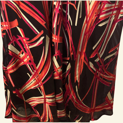 Monsoon Brown, Pink & Red Long Silk Mix Cocktail Dress UK 10 US 6 EU 38 - Timelessfashions