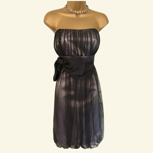 Monsoon Yuki Grey & Silver Grey Tulle Occasion Dress UK 18 US 14 EU 46 - Timelessfashions