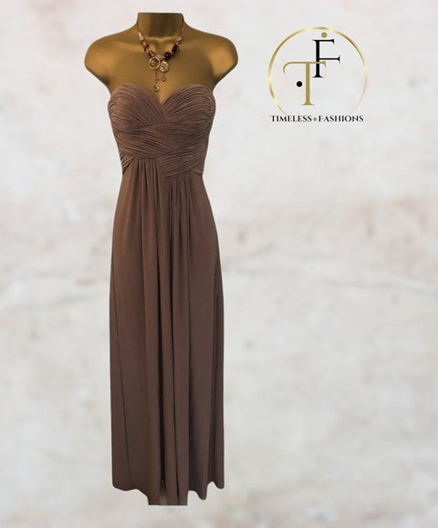 Aftershock Beige Maxi Dress Prom XS UK 6/8 US 2/4 EU 34/36 Timeless Fashions