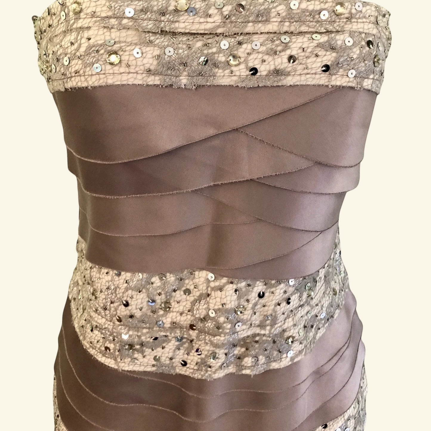 Phase Eight Champagne Kate Sleeveless Layered Lace Dress UK 8 US 4 EU 36 - Timelessfashions